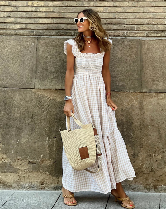 Deborah – Vestido Maxi con Mangas con Volantes