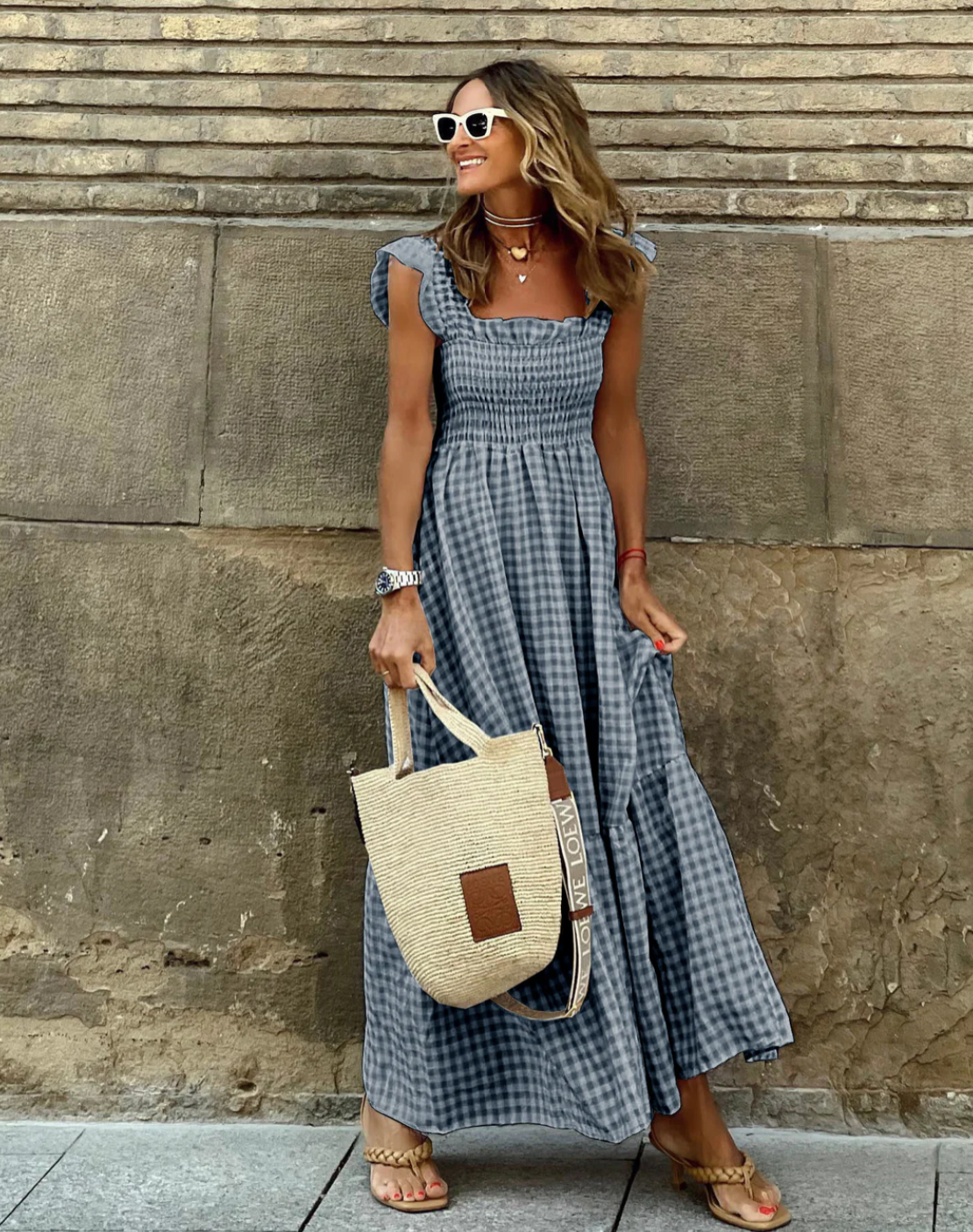 Deborah – Vestido Maxi con Mangas con Volantes