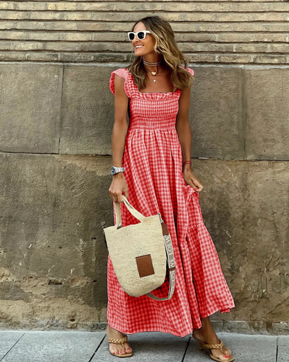 Deborah – Vestido Maxi con Mangas con Volantes