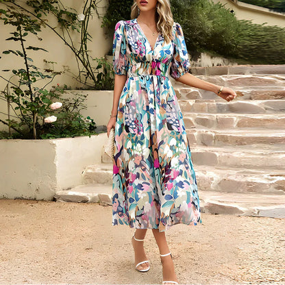 Elara - Vestido Maxi Floral Para Mujer - Vibrante &amp; Fluido